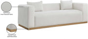 Alfie 90.5" Linen Textured Fabric Upholstered Sofa in Cream - 642Cream-S