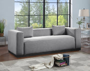 Alfie 90.5" Linen Textured Fabric Upholstered Sofa in Grey - 642Grey-S