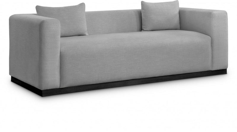 Alfie 90.5" Linen Textured Fabric Upholstered Sofa in Grey - 642Grey-S