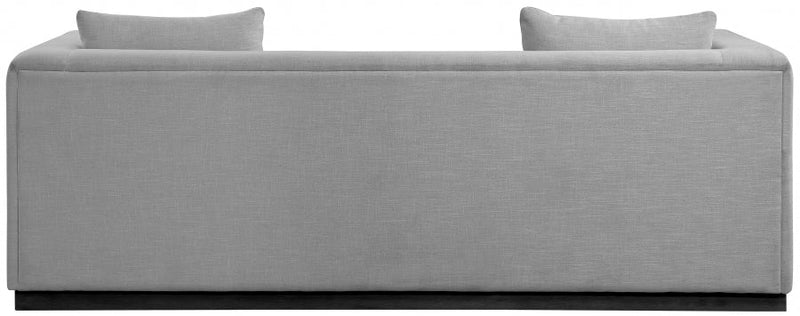 Alfie 90.5" Linen Textured Fabric Upholstered Sofa in Grey - 642Grey-S