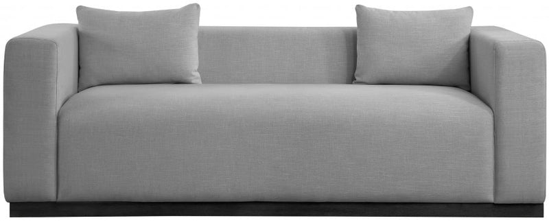 Alfie 90.5" Linen Textured Fabric Upholstered Sofa in Grey - 642Grey-S