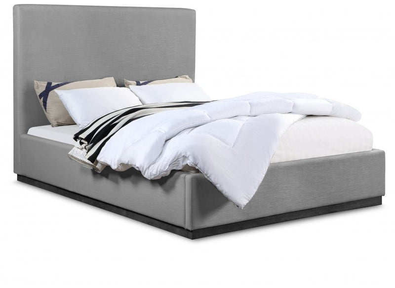 Alfie Linen Textured Fabric Full Bed Grey - Gate FurnitureFull Bed