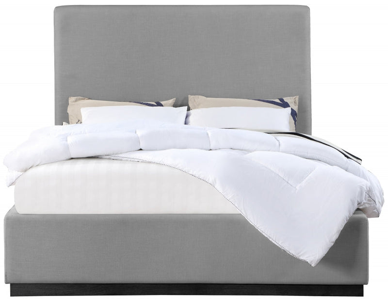 Alfie Linen Textured Fabric King Bed Grey - Gate FurnitureKing Bed
