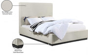 Alfie Linen Textured Fabric Queen Bed Beige - Gate FurnitureQueen Bed