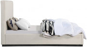 Alfie Linen Textured Fabric Queen Bed Beige - Gate FurnitureQueen Bed