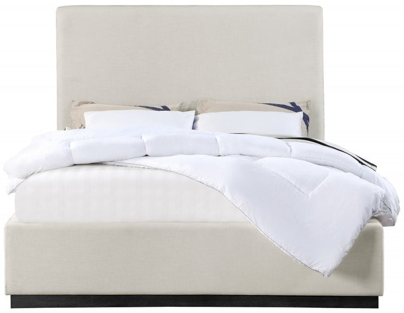 Alfie Linen Textured Fabric Queen Bed Beige - Gate FurnitureQueen Bed