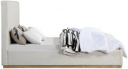 Alfie Linen Textured Fabric Queen Bed Cream - Gate FurnitureQueen Bed