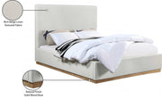 Alfie Linen Textured Fabric Queen Bed Cream - Gate FurnitureQueen Bed
