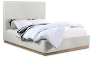 Alfie Linen Textured Fabric Queen Bed Cream - Gate FurnitureQueen Bed