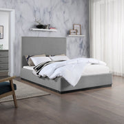 Alfie Linen Textured Fabric Queen Bed Grey - Gate FurnitureQueen Bed