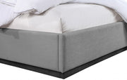 Alfie Linen Textured Fabric Queen Bed Grey - Gate FurnitureQueen Bed