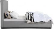 Alfie Linen Textured Fabric Queen Bed Grey - Gate FurnitureQueen Bed
