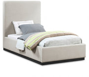 Alfie Linen Textured Fabric Twin Bed Beige - Gate FurnitureTwin Bed