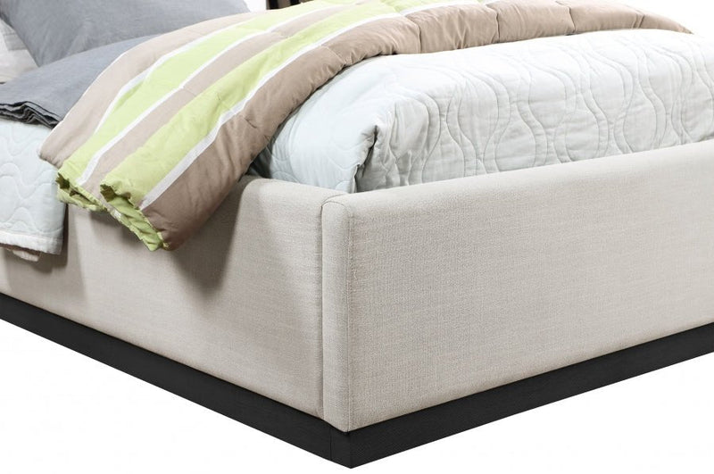 Alfie Linen Textured Fabric Twin Bed Beige - Gate FurnitureTwin Bed