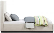 Alfie Linen Textured Fabric Twin Bed Beige - Gate FurnitureTwin Bed