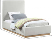 Alfie Linen Textured Fabric Twin Bed Cream - Gate FurnitureTwin Bed