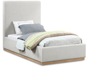 Alfie Linen Textured Fabric Twin Bed Cream - Gate FurnitureTwin Bed