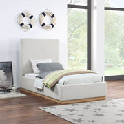 Alfie Linen Textured Fabric Twin Bed Cream - Gate FurnitureTwin Bed