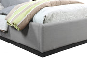 Alfie Linen Textured Fabric Twin Bed Grey - Gate FurnitureTwin Bed