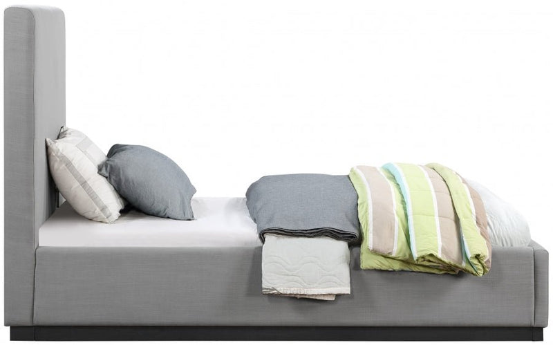 Alfie Linen Textured Fabric Twin Bed Grey - Gate FurnitureTwin Bed