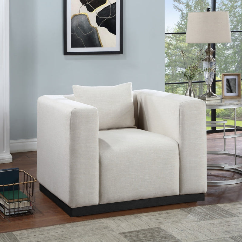 Alfie Linen Textured Fabric Upholstered Living Room Chair in Beige - 642Beige-C