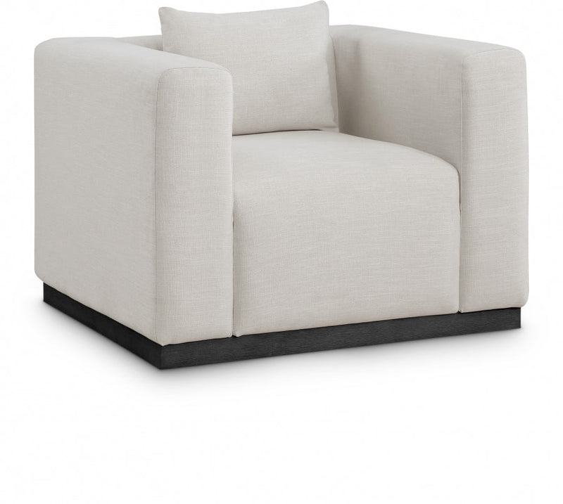 Alfie Linen Textured Fabric Upholstered Living Room Chair in Beige - 642Beige-C
