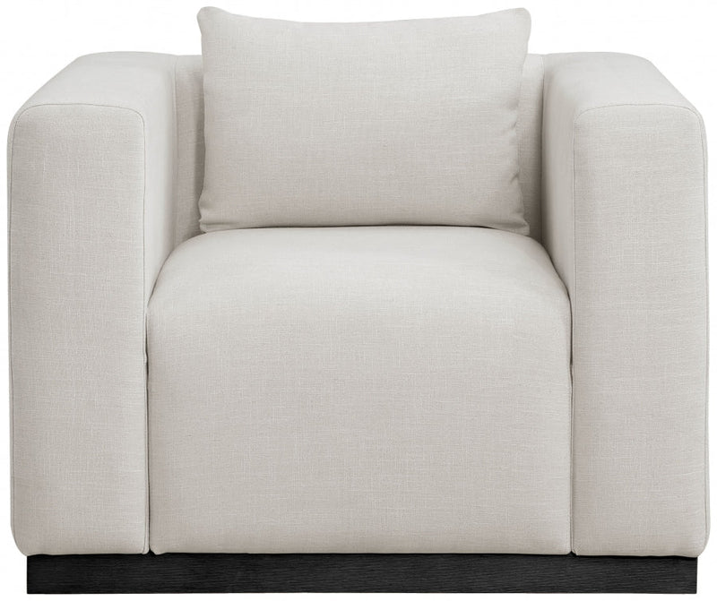Alfie Linen Textured Fabric Upholstered Living Room Chair in Beige - 642Beige-C