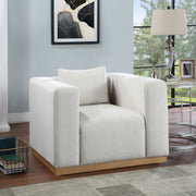 Alfie Linen Textured Fabric Upholstered Living Room Chair in Cream - 642Cream-C