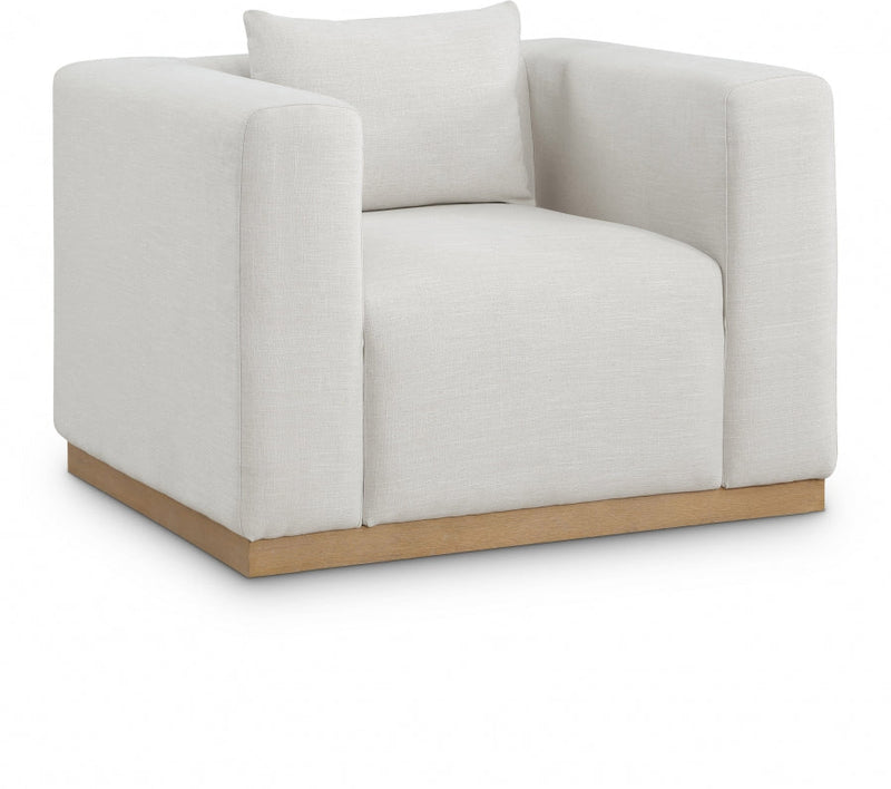 Alfie Linen Textured Fabric Upholstered Living Room Chair in Cream - 642Cream-C
