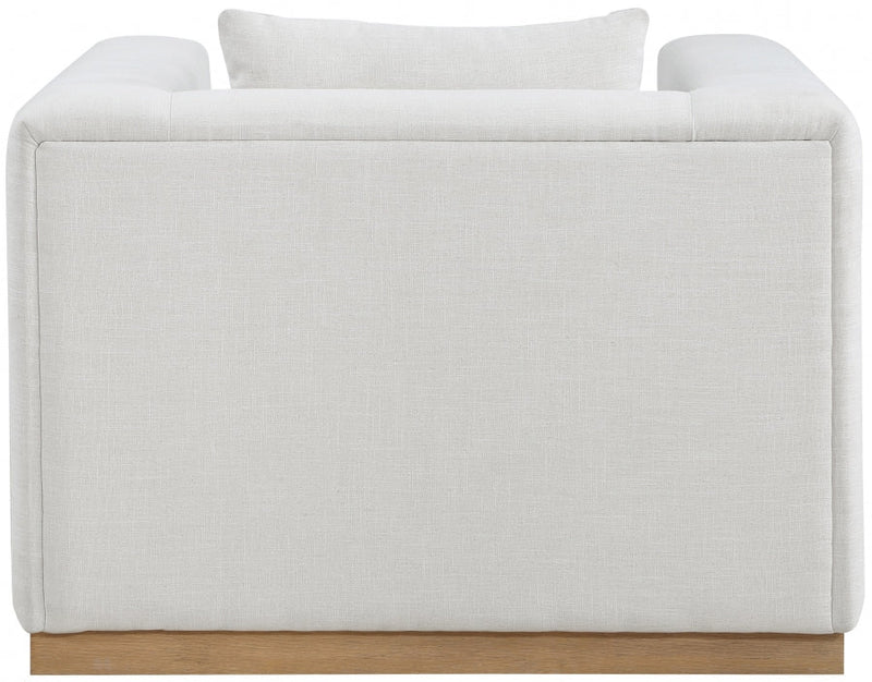 Alfie Linen Textured Fabric Upholstered Living Room Chair in Cream - 642Cream-C