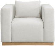Alfie Linen Textured Fabric Upholstered Living Room Chair in Cream - 642Cream-C
