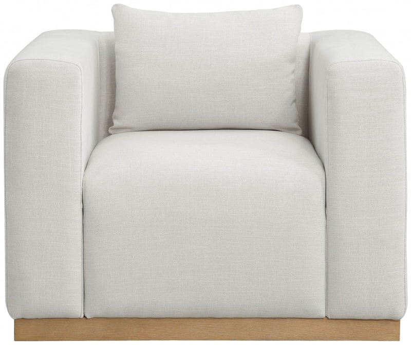 Alfie Linen Textured Fabric Upholstered Living Room Chair in Cream - 642Cream-C
