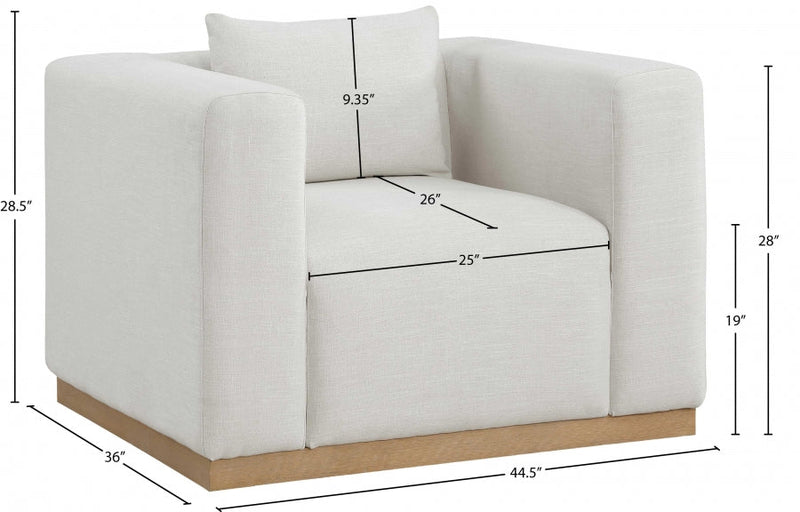 Alfie Linen Textured Fabric Upholstered Living Room Chair in Cream - 642Cream-C