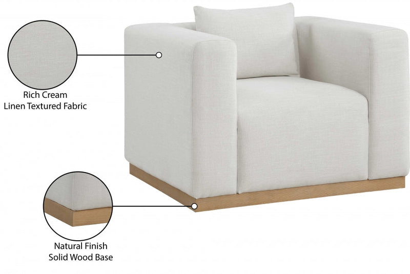 Alfie Linen Textured Fabric Upholstered Living Room Chair in Cream - 642Cream-C