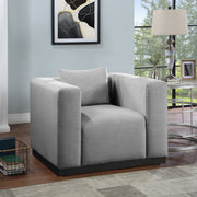 Alfie Linen Textured Fabric Upholstered Living Room Chair in Grey - 642Grey-C