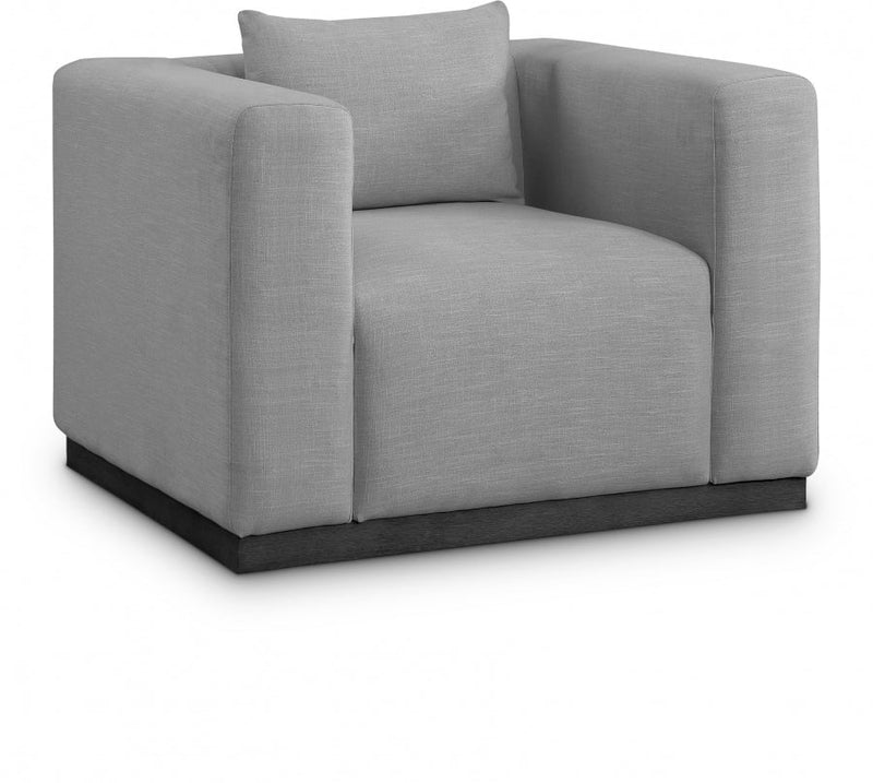 Alfie Linen Textured Fabric Upholstered Living Room Chair in Grey - 642Grey-C