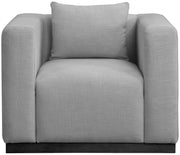 Alfie Linen Textured Fabric Upholstered Living Room Chair in Grey - 642Grey-C