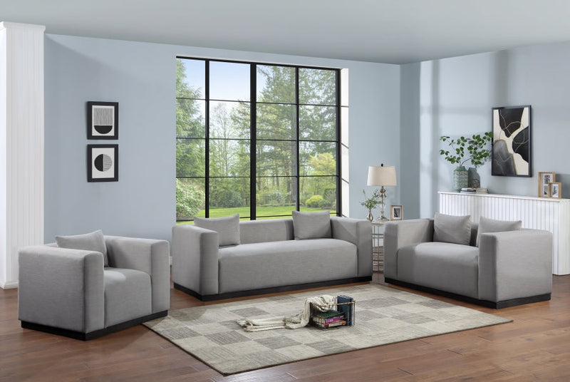 Alfie Linen Textured Fabric Upholstered Living Room Chair in Grey - 642Grey-C