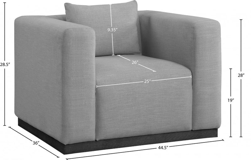Alfie Linen Textured Fabric Upholstered Living Room Chair in Grey - 642Grey-C