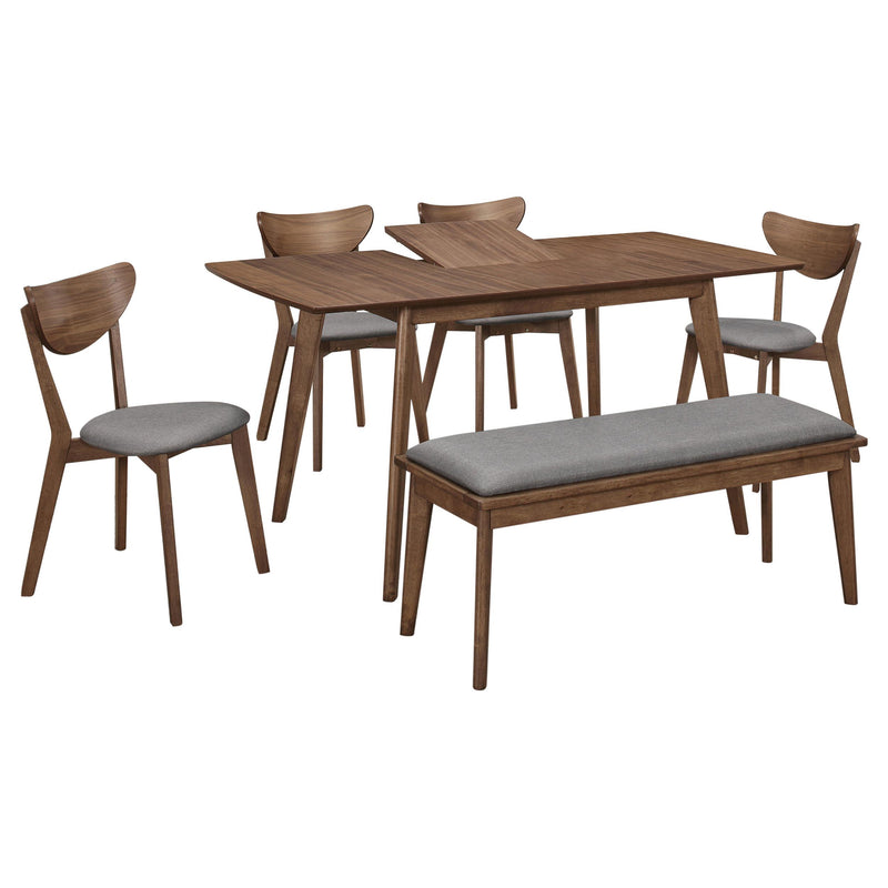 Alfredo 6-piece Butterfly Leaf Dining Set Natural Walnut - 108080-S6