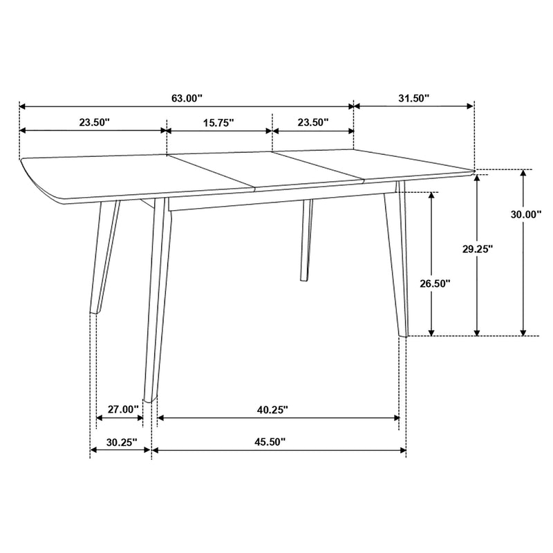Alfredo 63-inch Extension Leaf Dining Table Natural Walnut - 108080