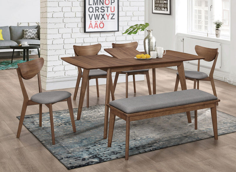 Alfredo 63-inch Extension Leaf Dining Table Natural Walnut - 108080