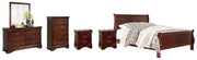 Alisdair California King Sleigh Bed with Mirrored Dresser, Chest and 2 Nightstands in Reddish Brown - PKG004998