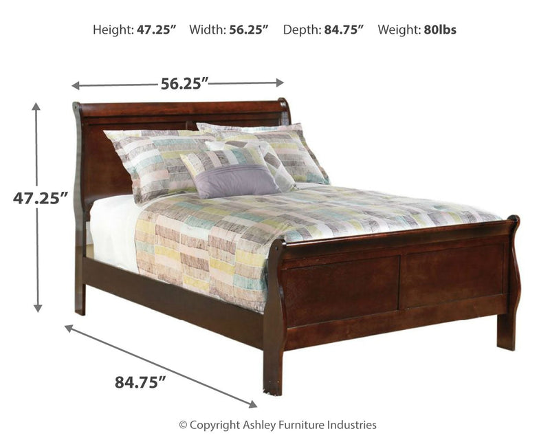 Alisdair Full Sleigh Bed with 2 Nightstands in Reddish Brown - PKG000497