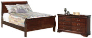 Alisdair Full Sleigh Bed with Dresser in Reddish Brown - PKG004942