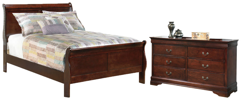 Alisdair Full Sleigh Bed with Dresser in Reddish Brown - PKG004942