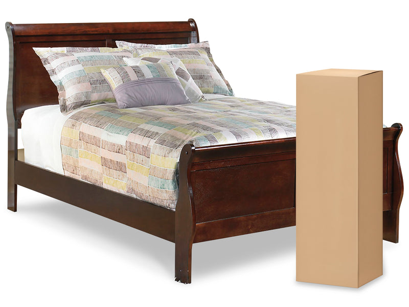 Alisdair Full Sleigh Bed with Mattress in Reddish Brown - PKG000503