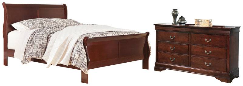 Alisdair King Sleigh Bed with Dresser in Reddish Brown - PKG004944
