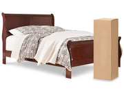 Alisdair Queen Sleigh Bed with Mattress in Reddish Brown - PKG000501