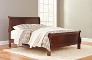 Alisdair Queen Sleigh Bed with Mattress in Reddish Brown - PKG000504